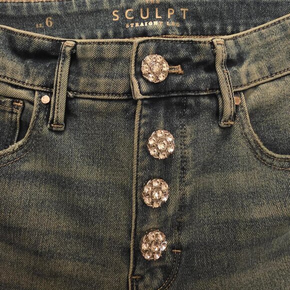 WHITE HOUSE BLACK MARKET JEANS THE SCULPT Size 6 Women's High-Rise Bling! EUC - Picture 7 of 11